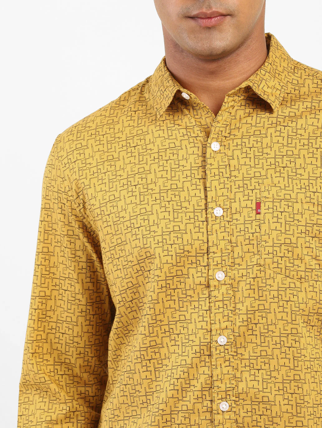 Men's Geometrical Print Spread Collar Shirt - Image 4