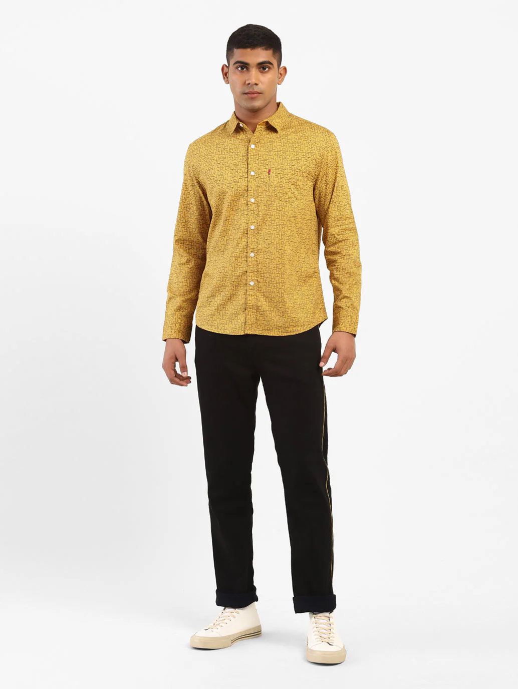 Men's Geometrical Print Spread Collar Shirt - Image 5