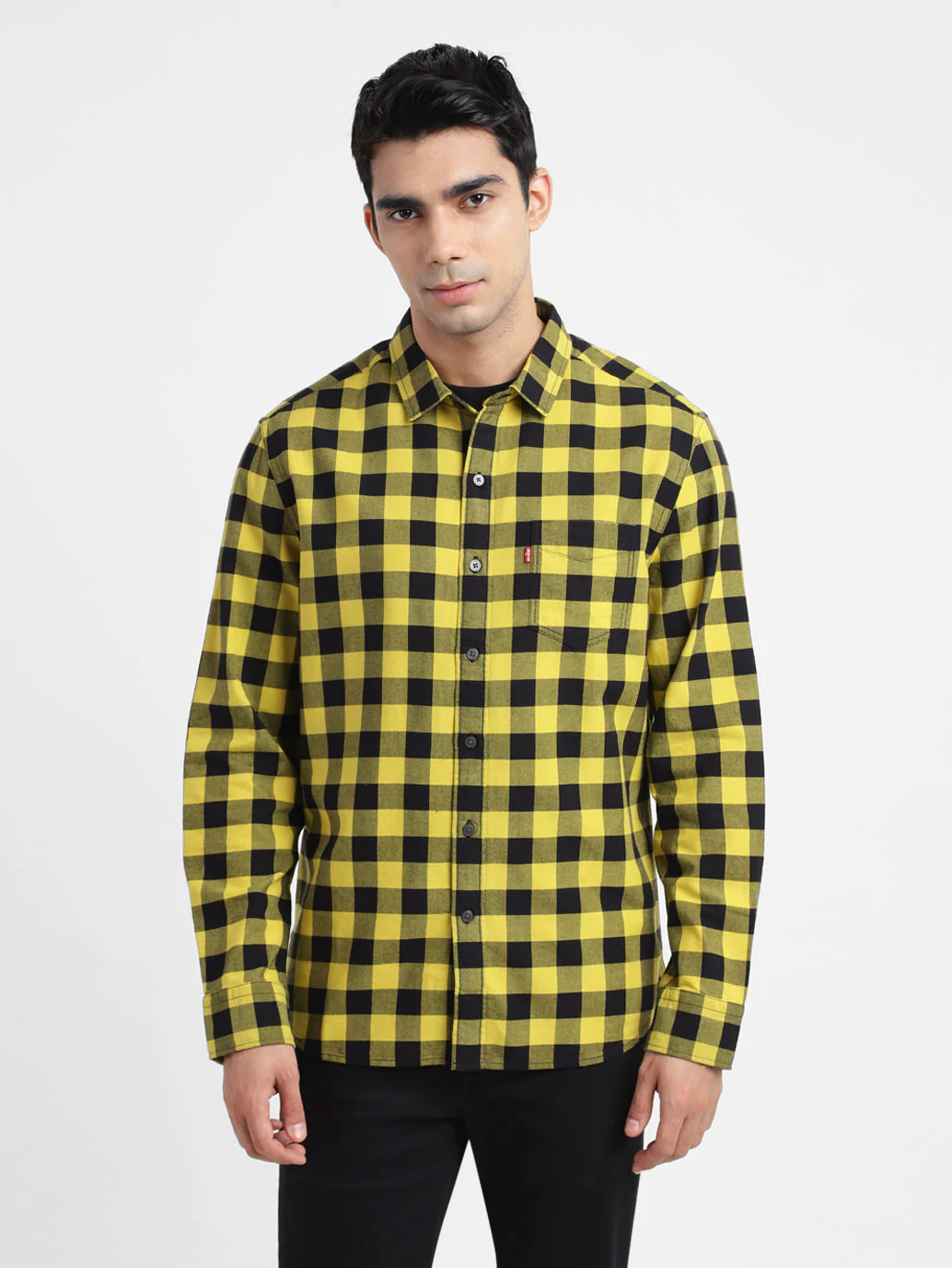 Men's Checkered Spread Collar Shirt