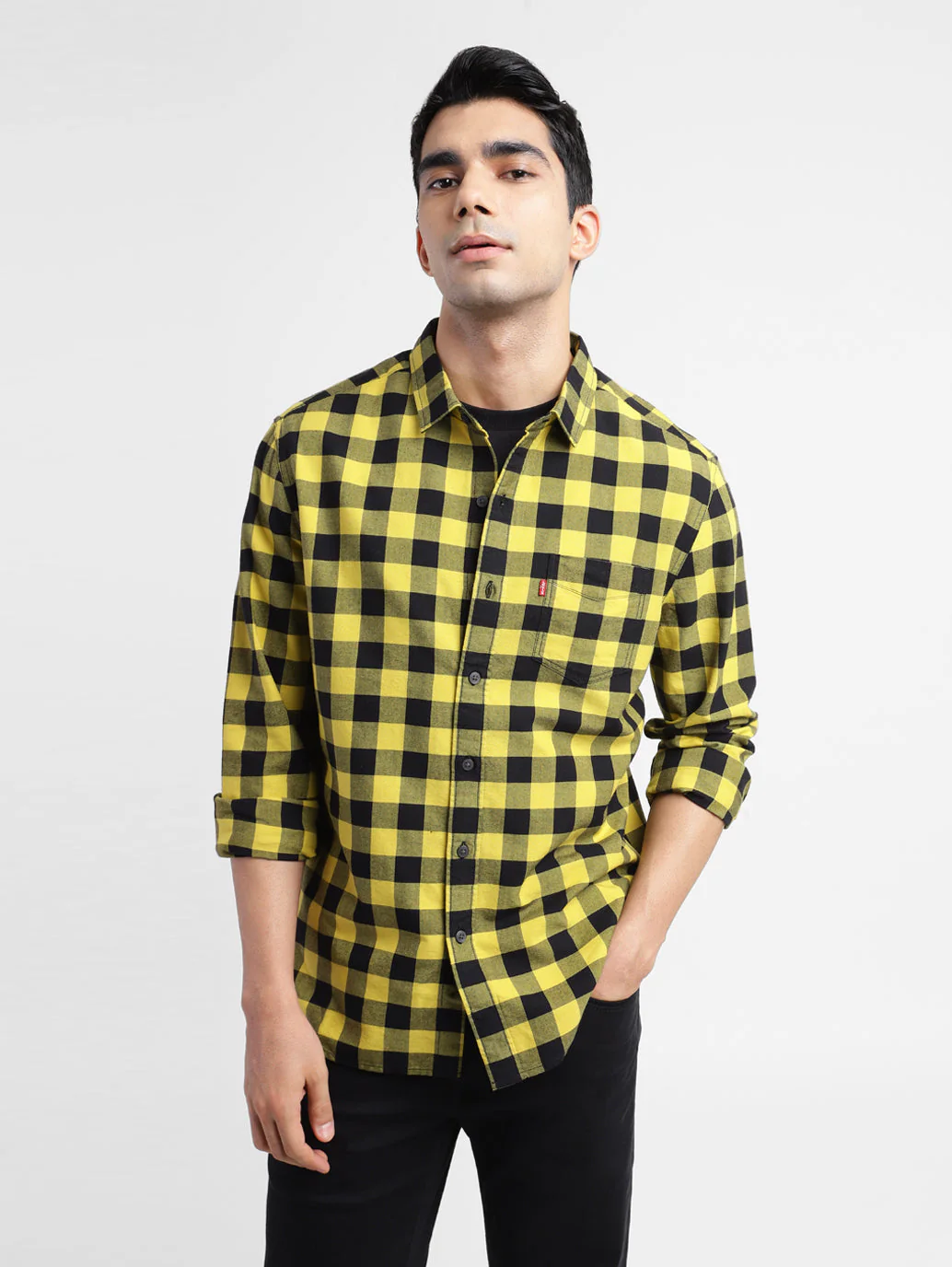 Men's Checkered Spread Collar Shirt - Image 2
