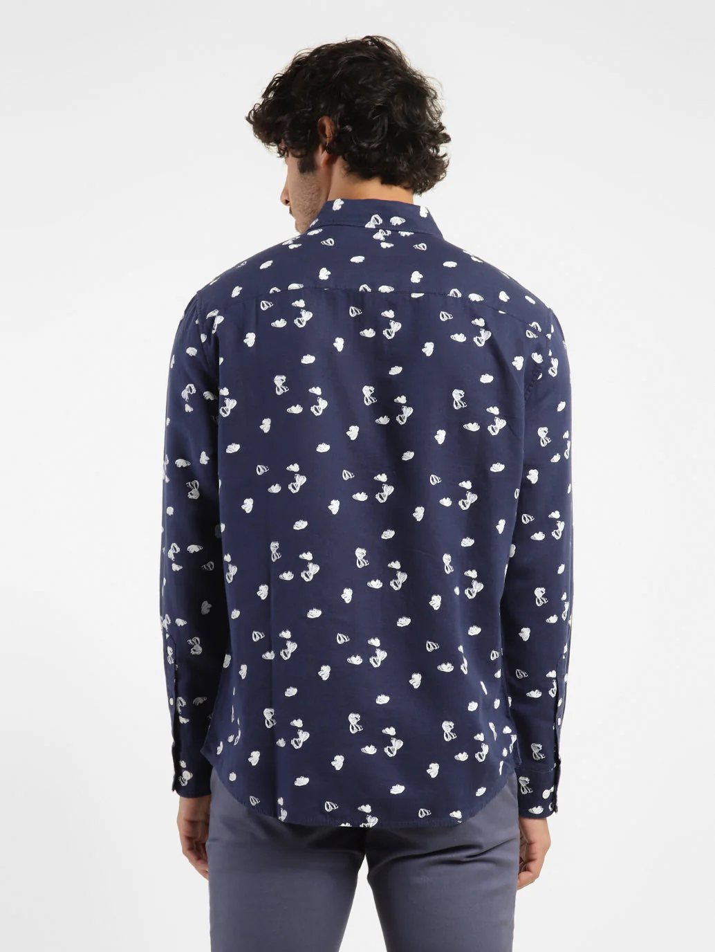 Men's Abstract Print Spread Collar Shirt - Image 2