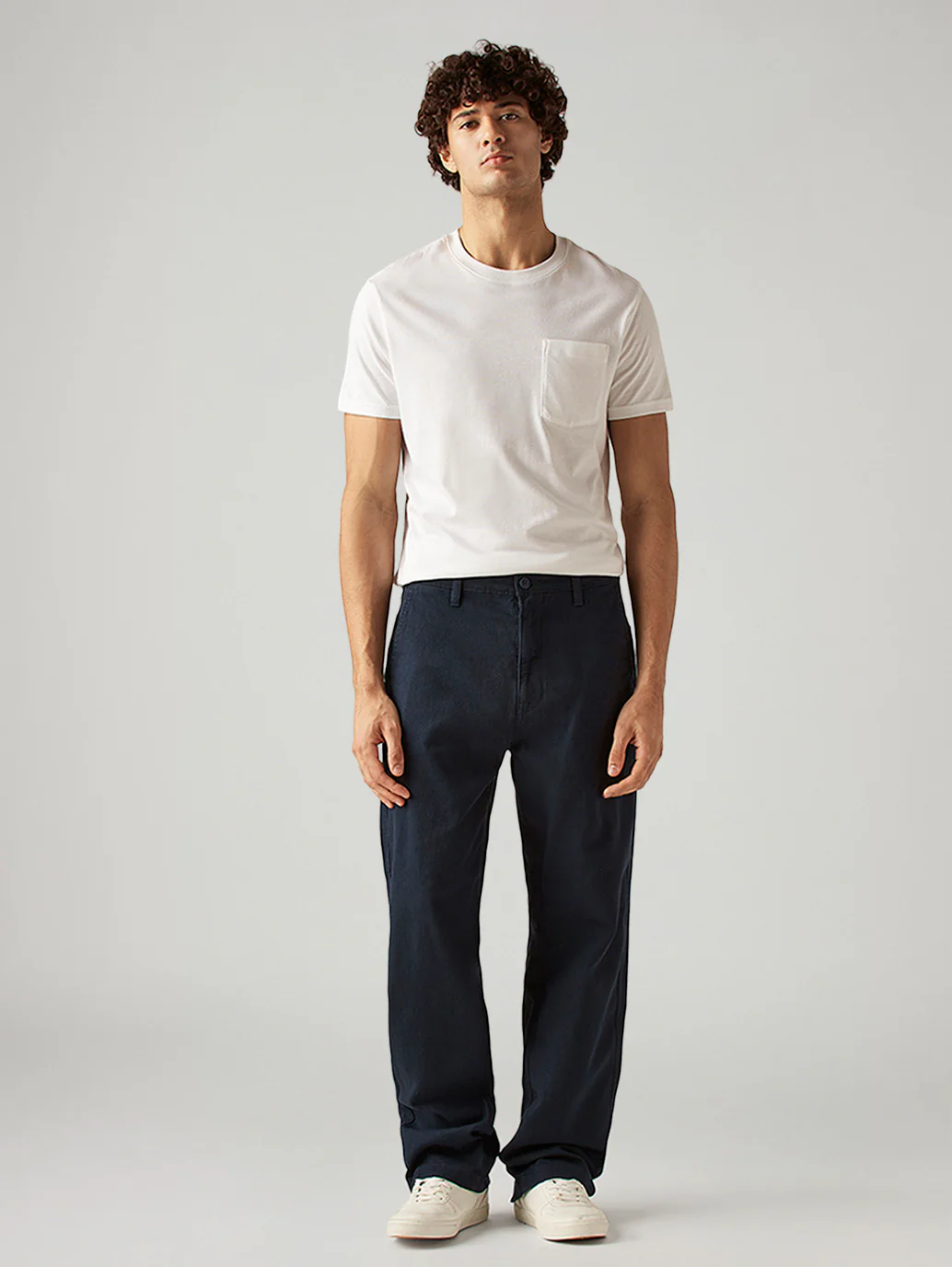 Men's Navy Loose Fit Mid Rise Chinos - Image 5