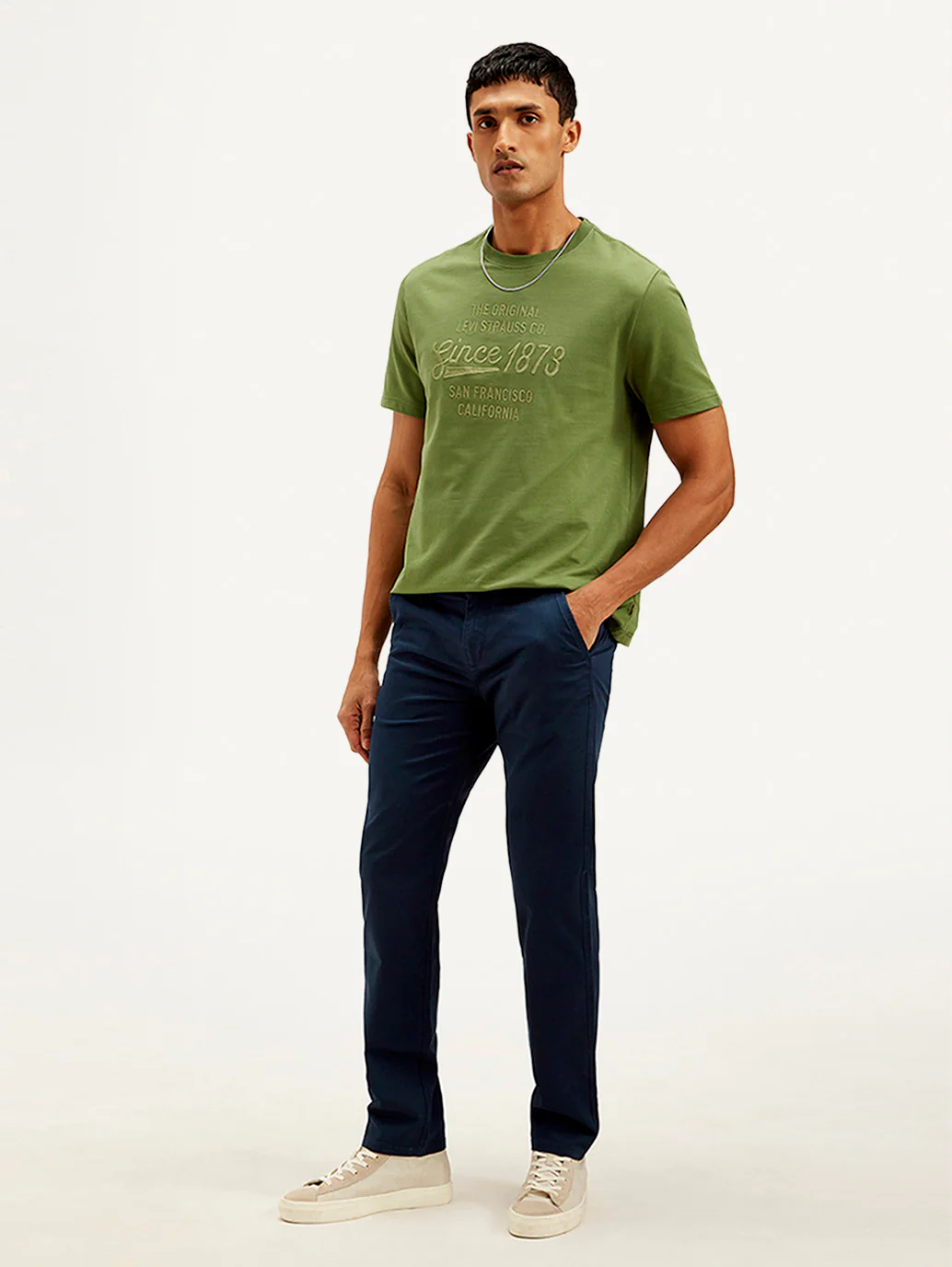 Men's Navy Authentic Straight Fit Chino Pants - Image 2