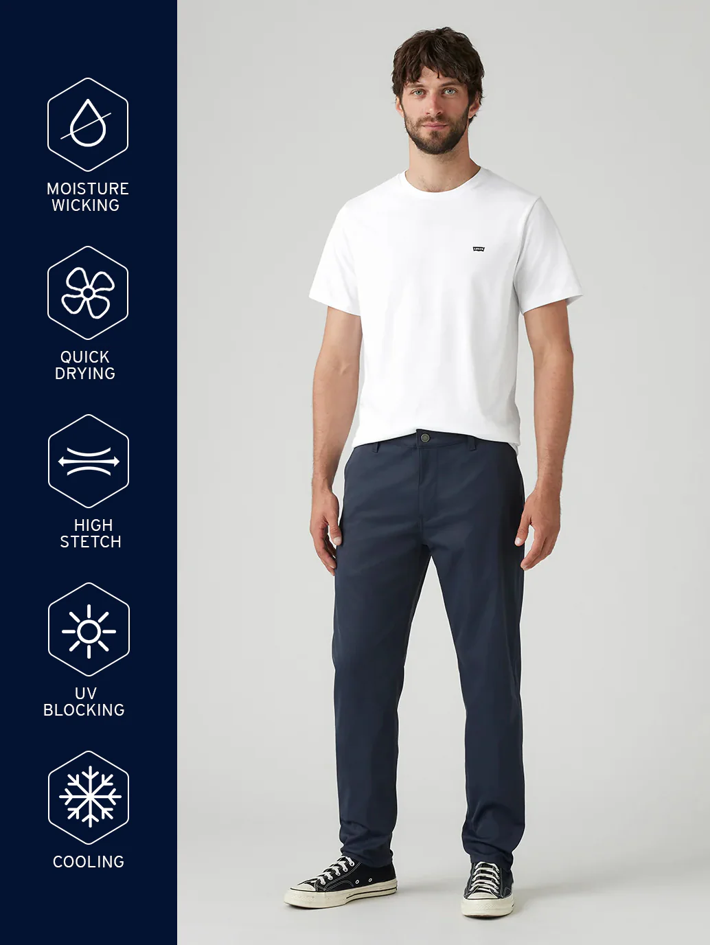 Men's Navy Regular Fit Tech Pant