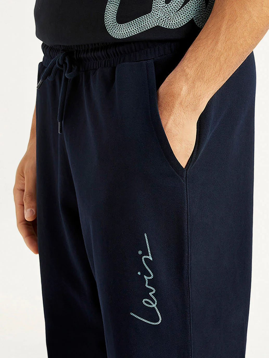 Men's Navy Regular Fit Joggers - Image 4