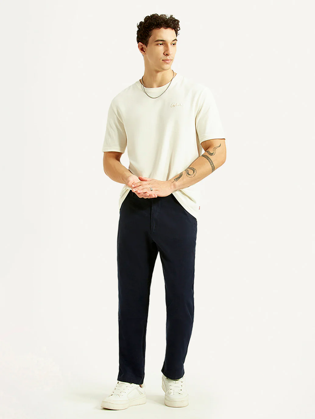 Men's Navy Relaxed Straight Fit Chinos