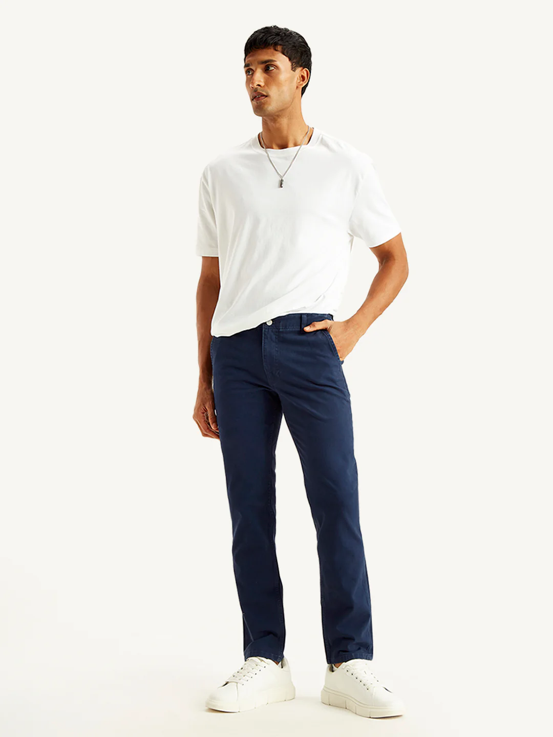 Men's Navy Slim Fit Chinos - Image 5