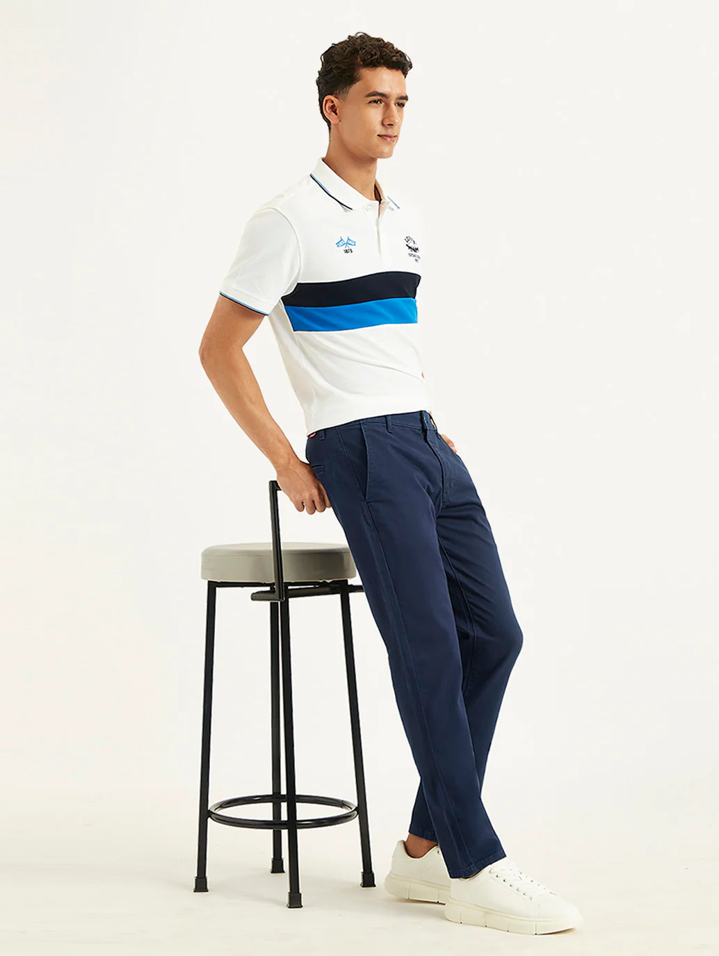 Men's Navy Slim Fit Chinos - Image 2