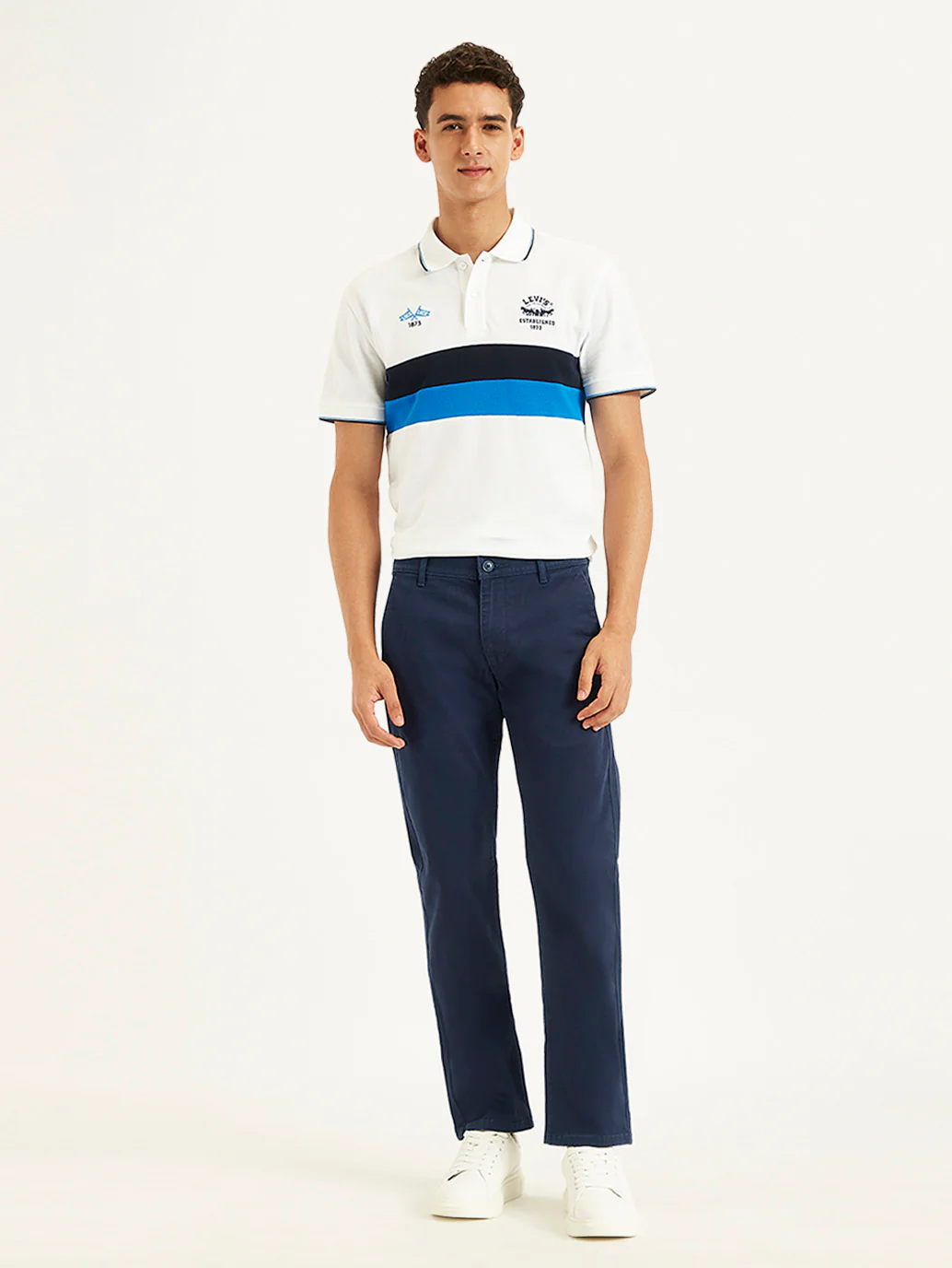 Men's Navy Slim Fit Chinos - Image 3