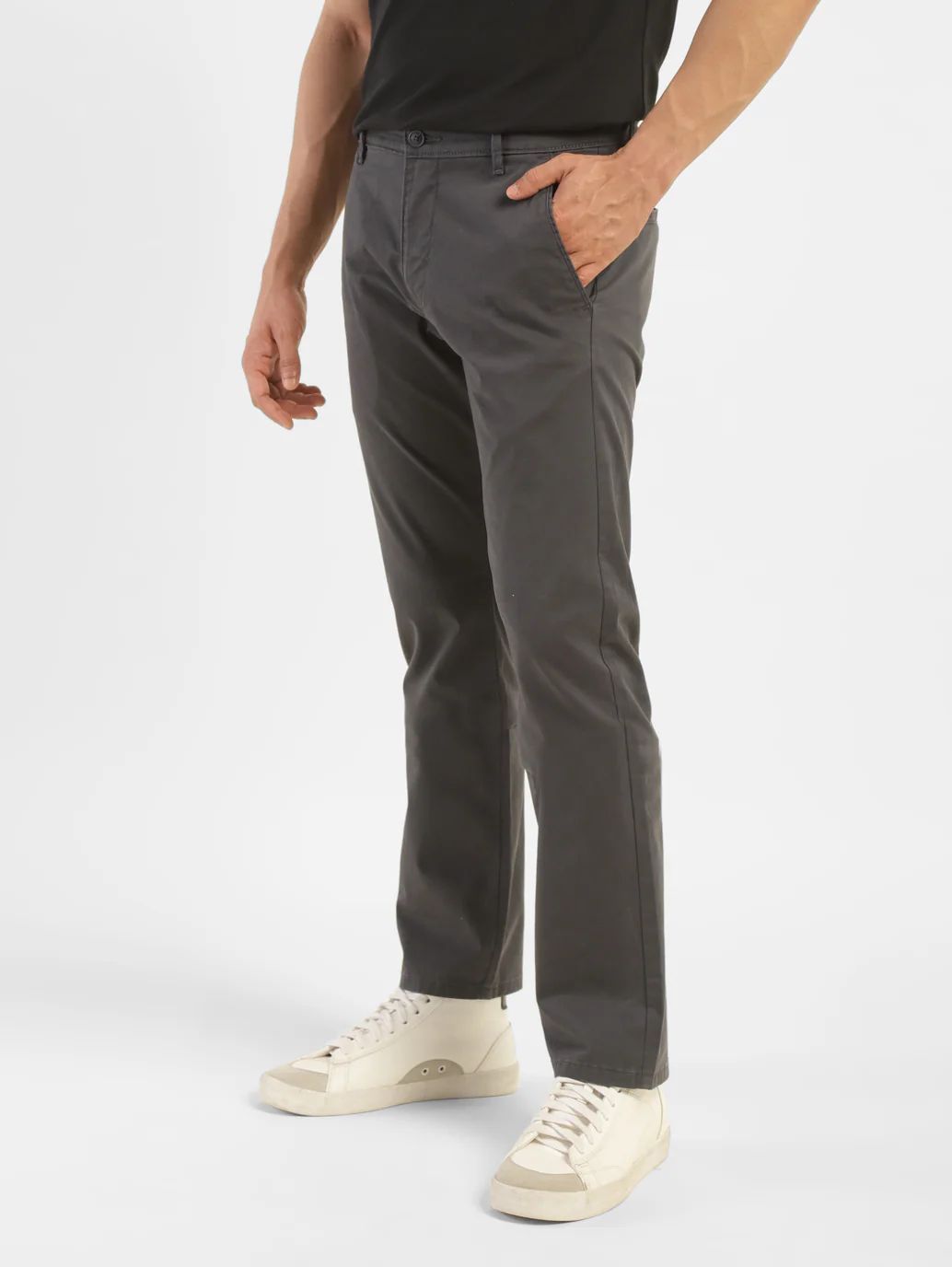 Men's Grey Slim Tapered Fit Chinos - Image 3