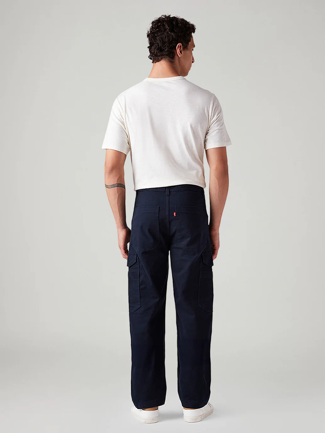 Men's Navy Straight Fit Mid Rise Cargos - Image 4