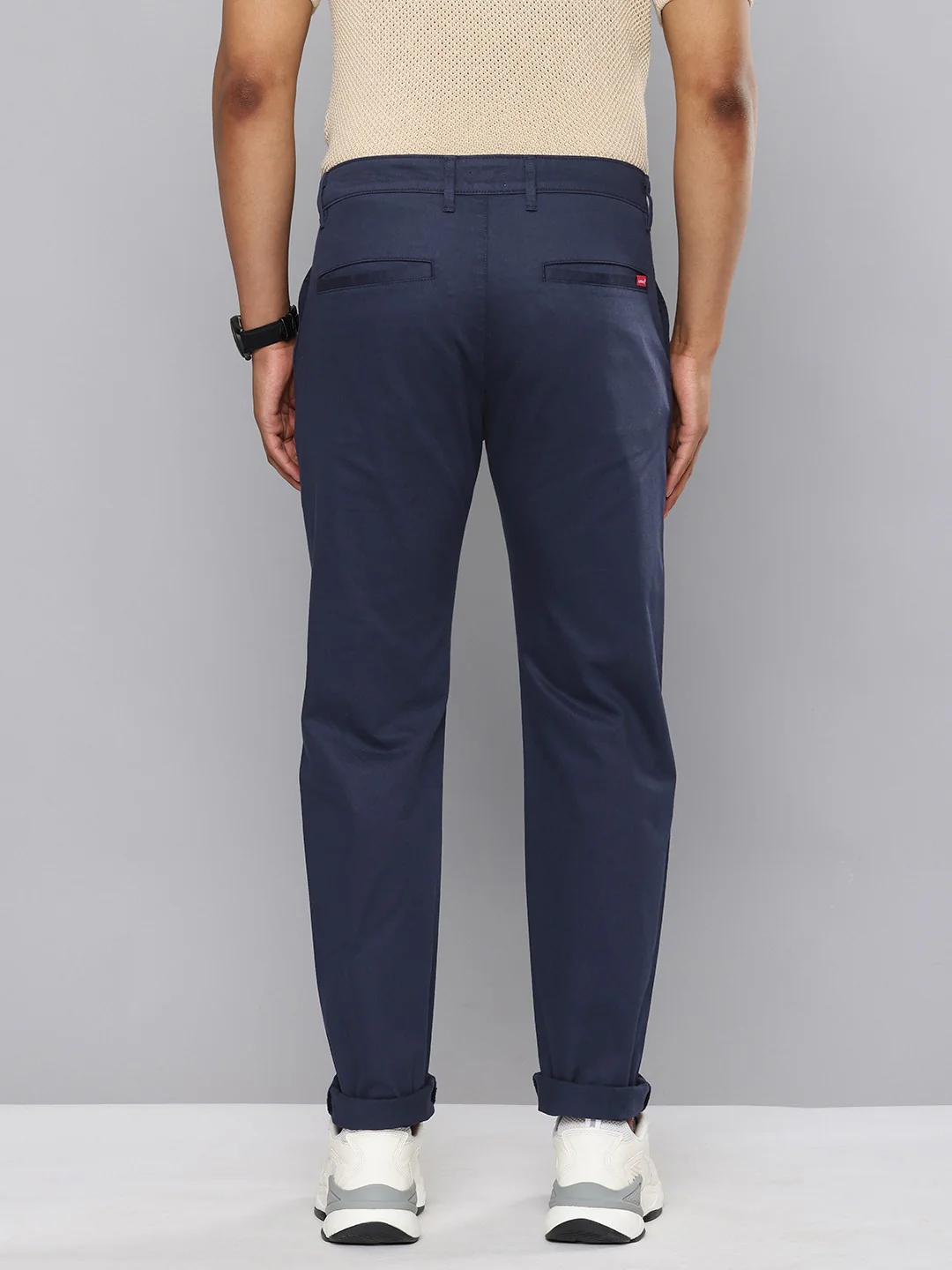Men's Navy Blue Tapered Chinos - Image 2
