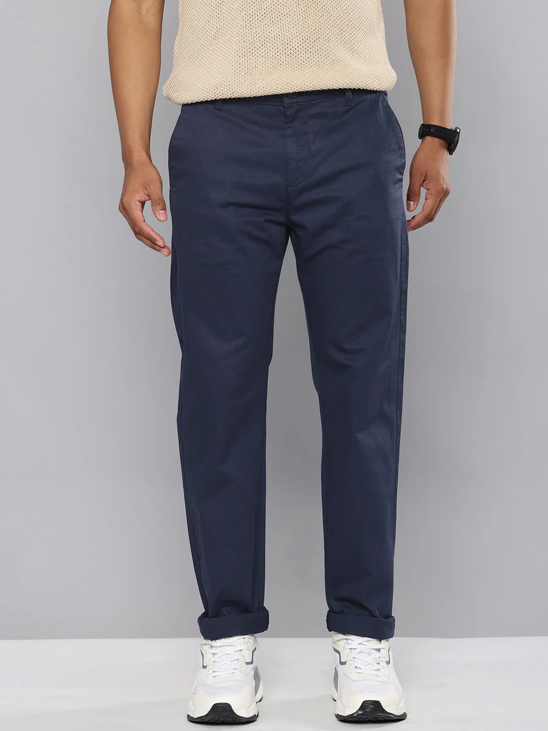 Men's Navy Blue Tapered Chinos - Image 4