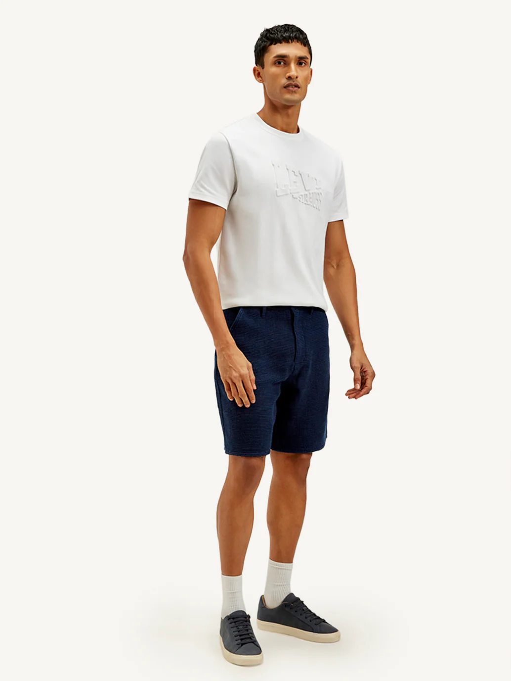 Men's Navy Tapered Shorts - Image 3