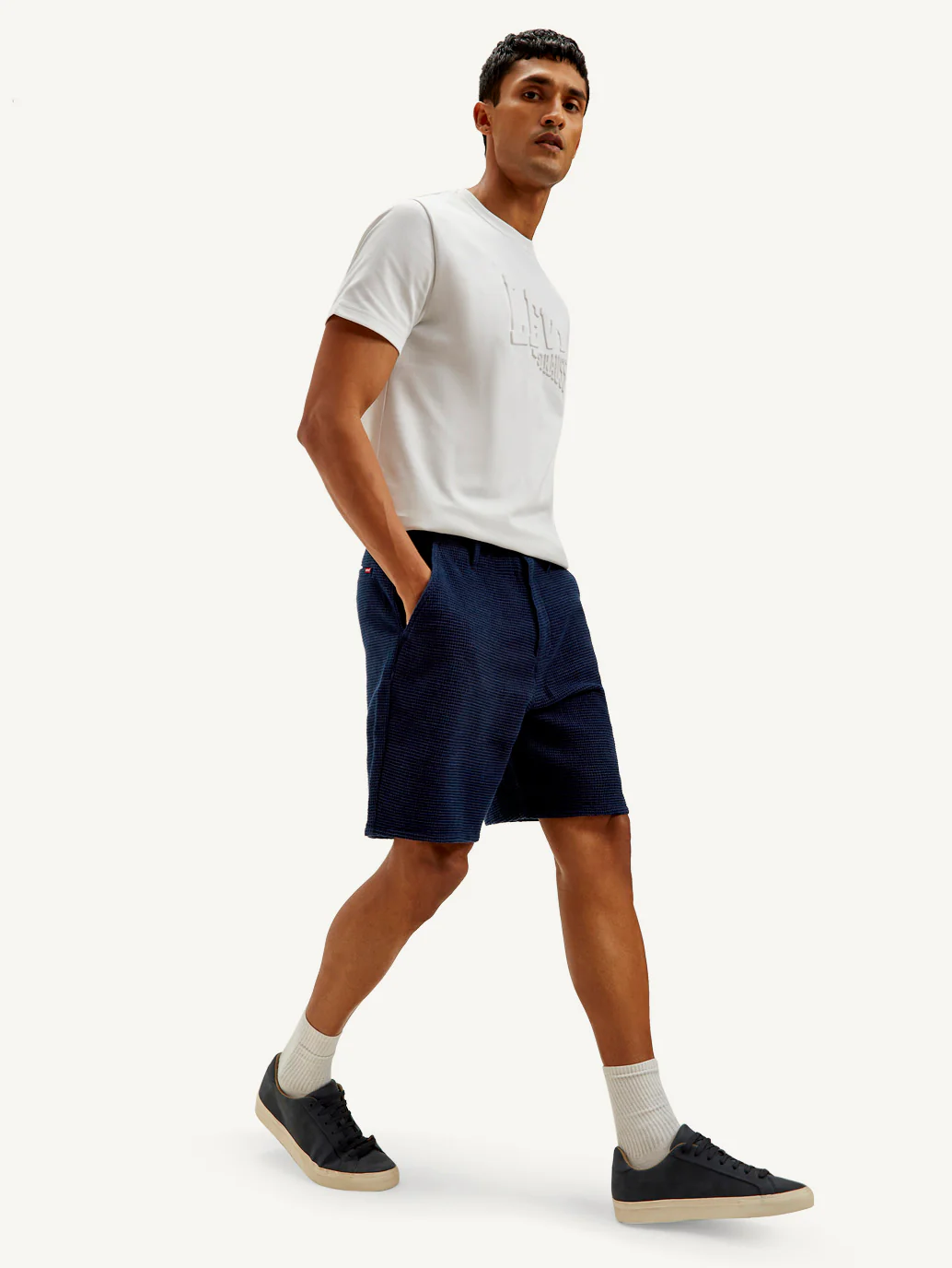 Men's Navy Tapered Shorts - Image 4