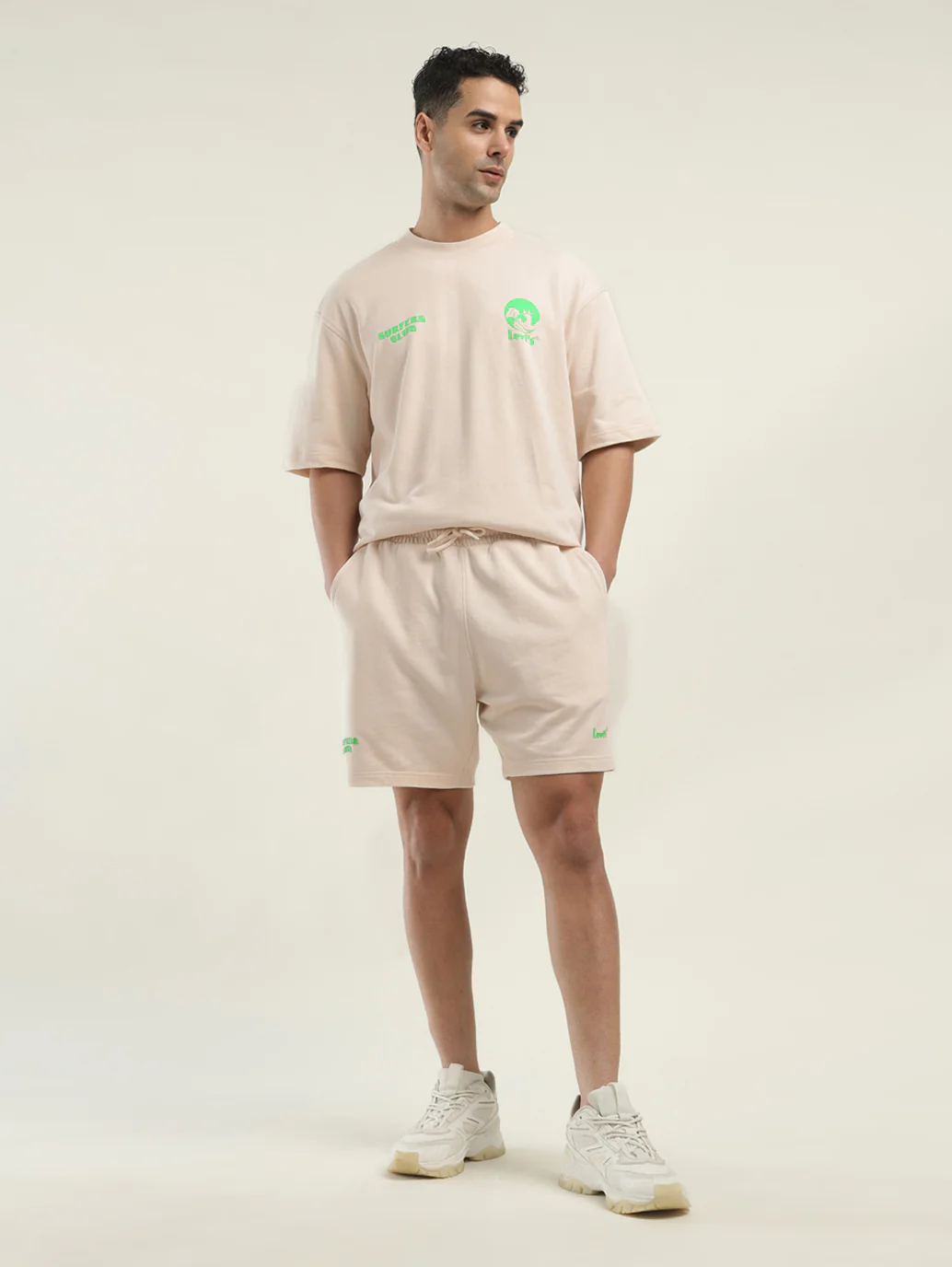 Men's Off White Regular Fit Shorts - Image 2