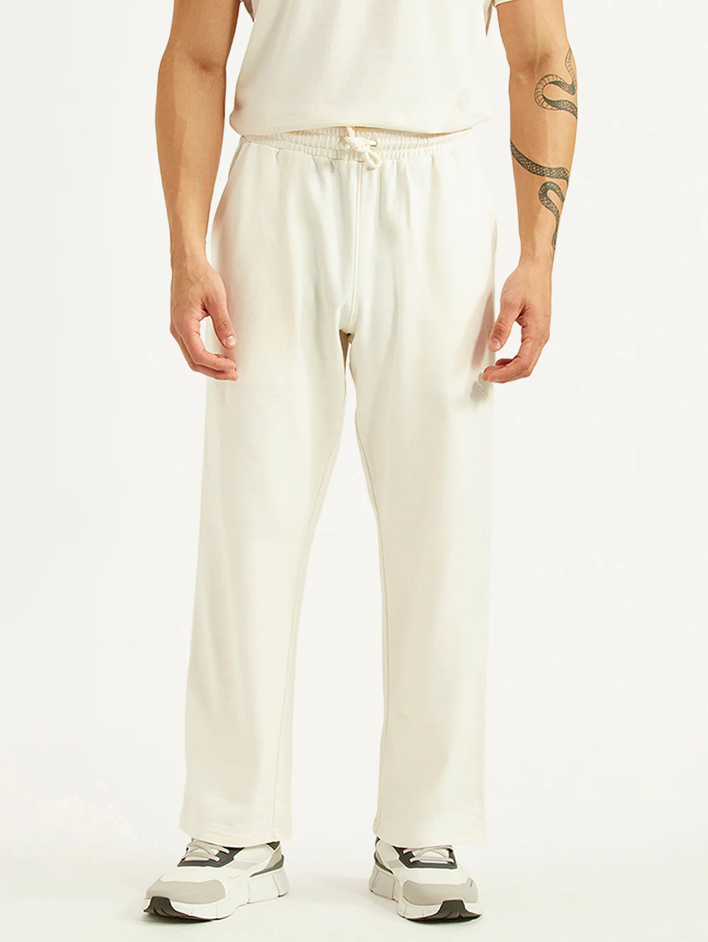 Men's Off White Regular Fit Joggers - Image 2