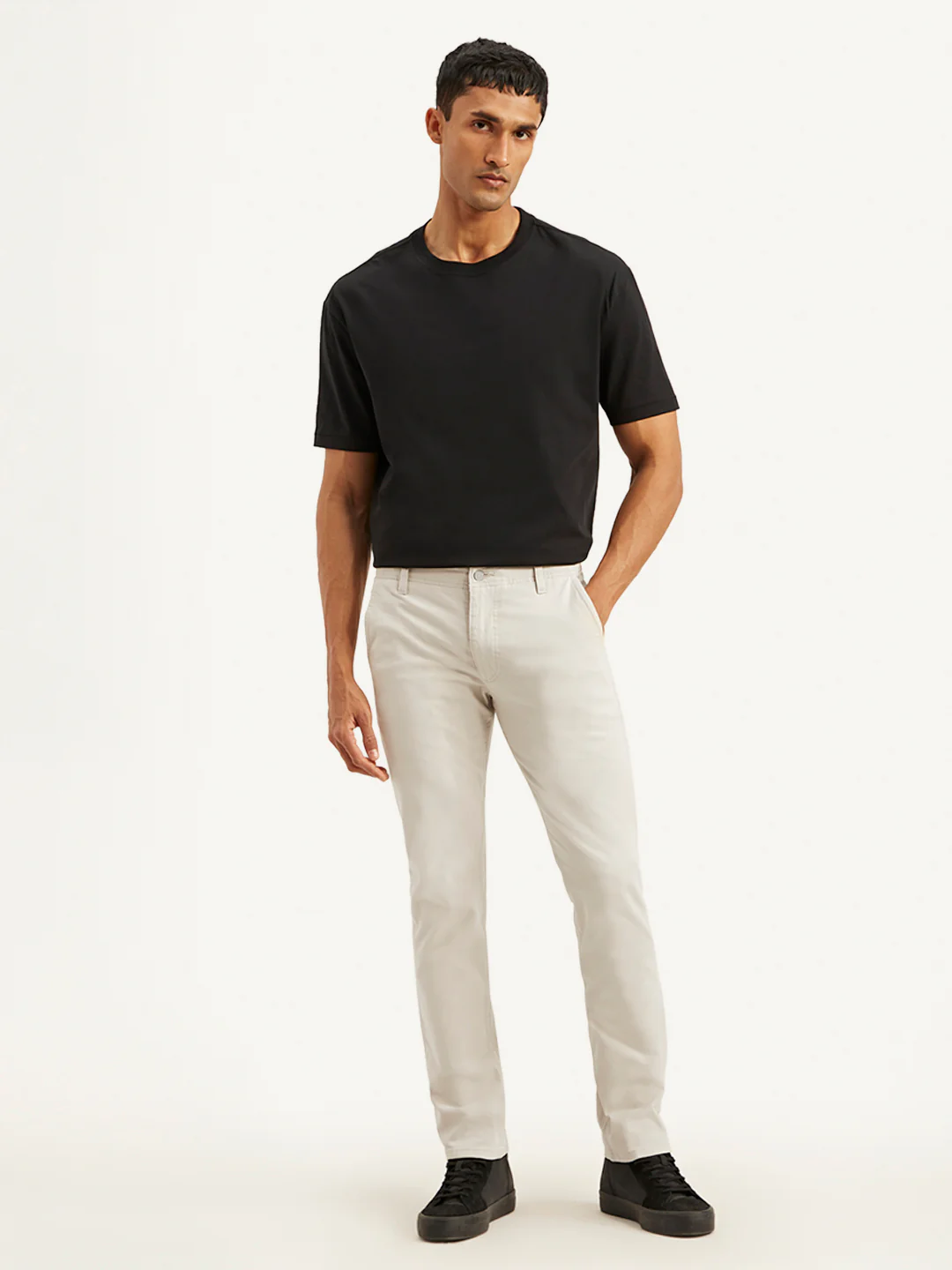 Men's Off White Slim Fit Chinos - Image 2