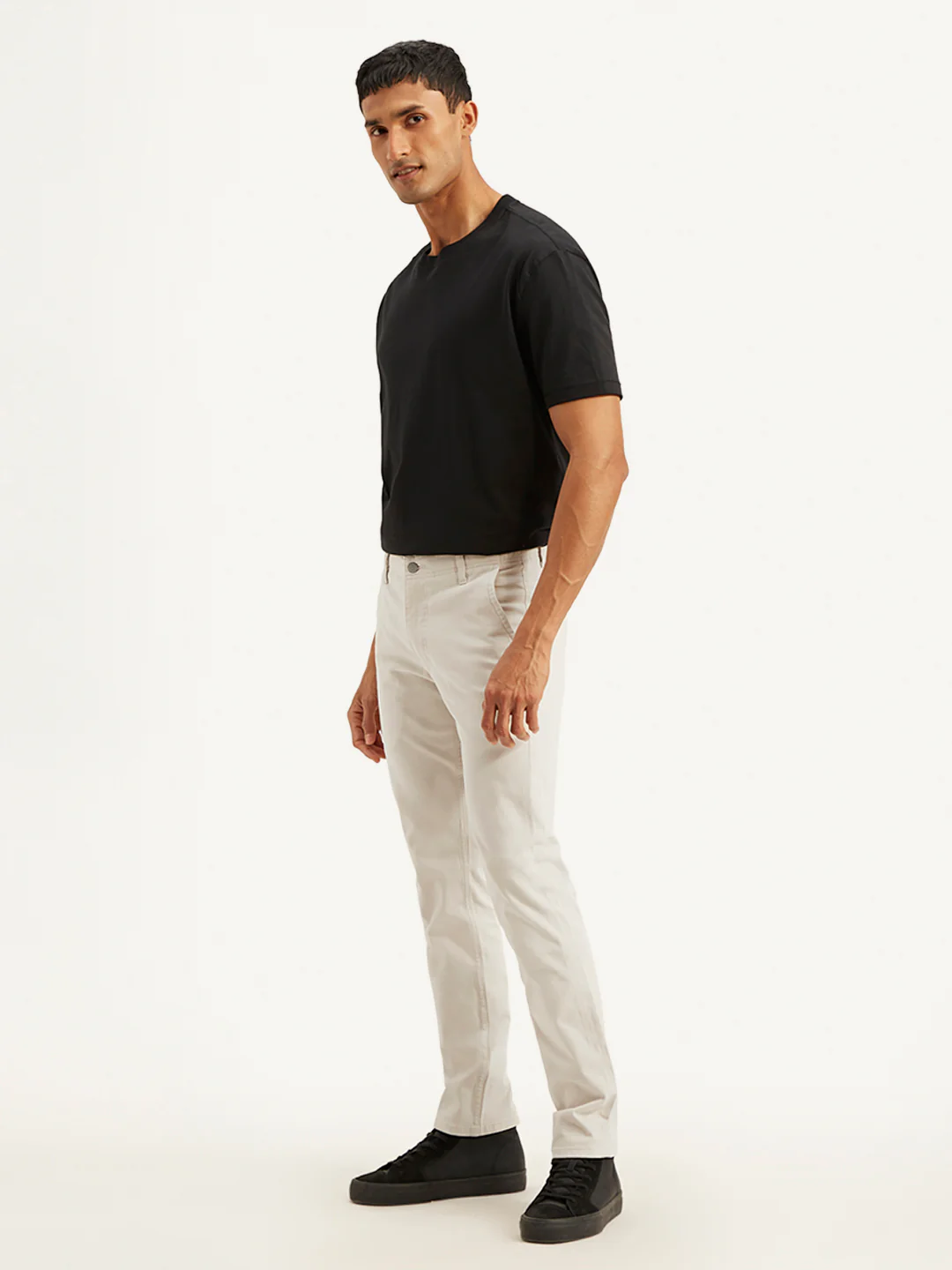 Men's Off White Slim Fit Chinos - Image 4
