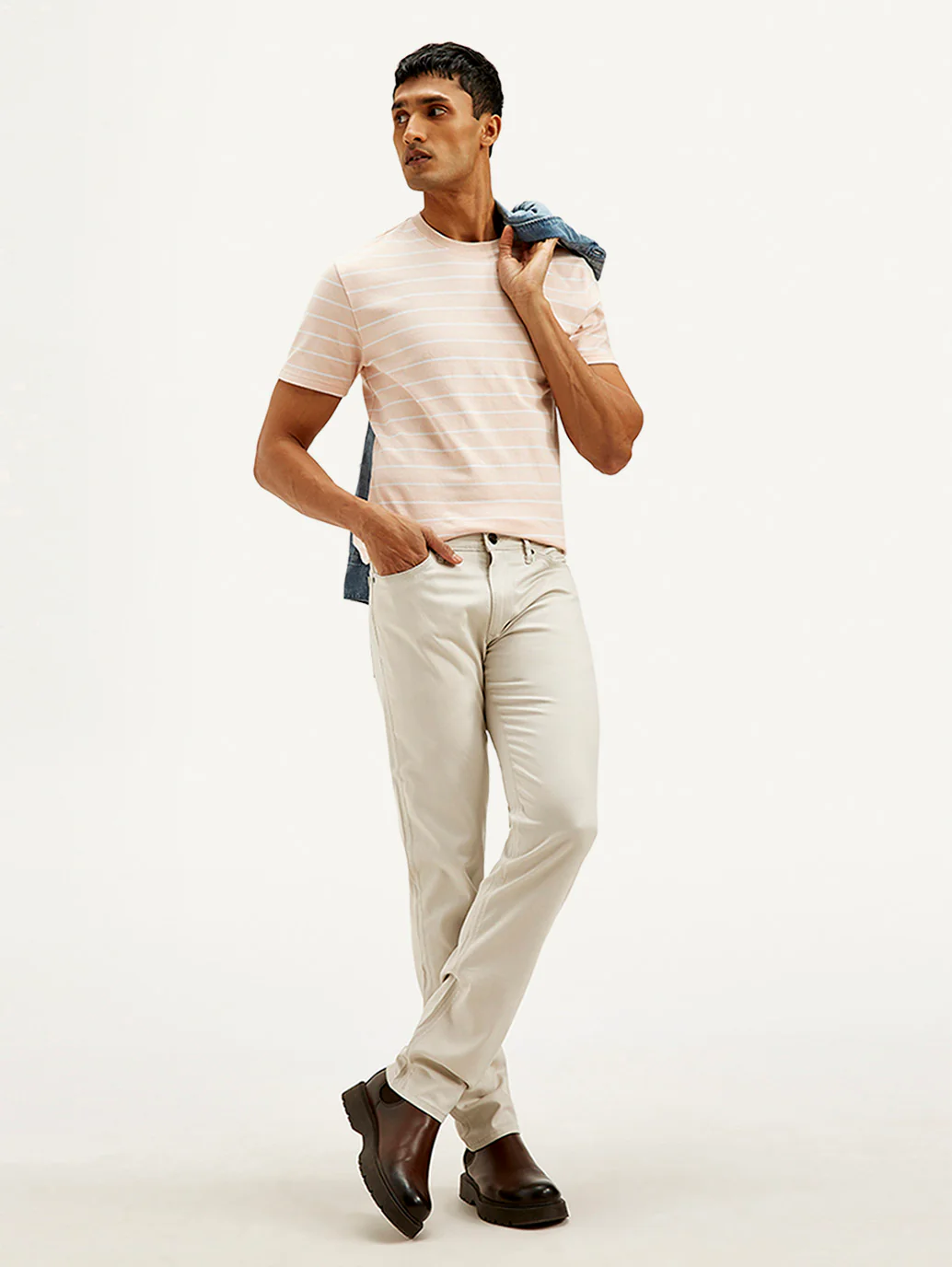 Men's Redloop Off White Slim Fit Trousers - Image 2