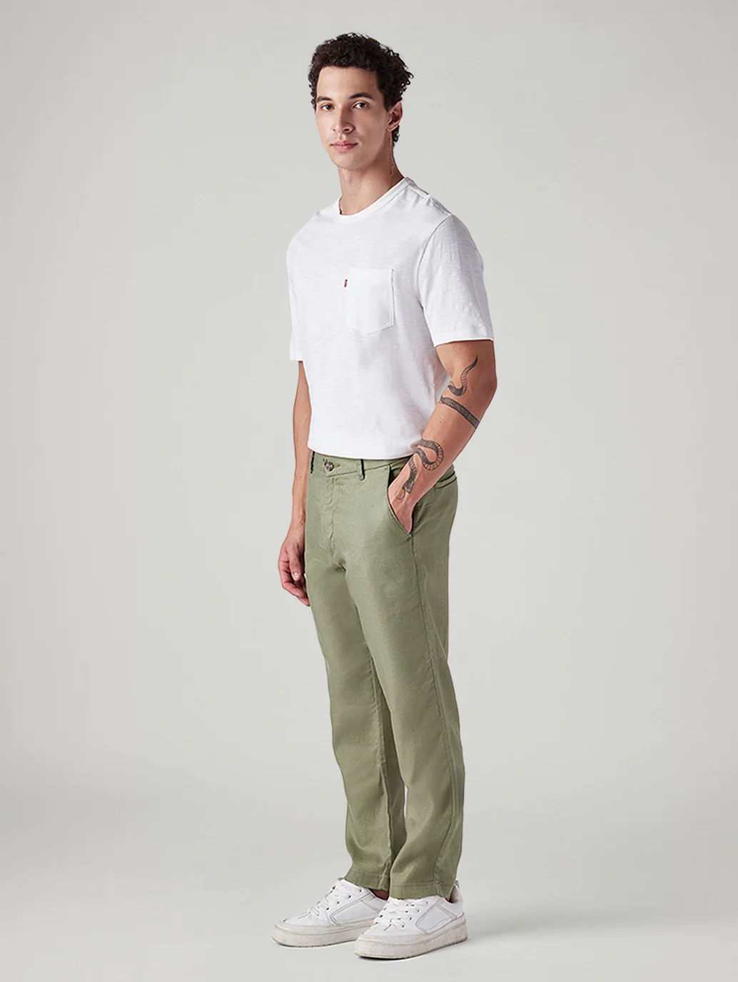 Men's Authentic Relaxed Straight Fit Mid Rise Linen Chinos - Image 6