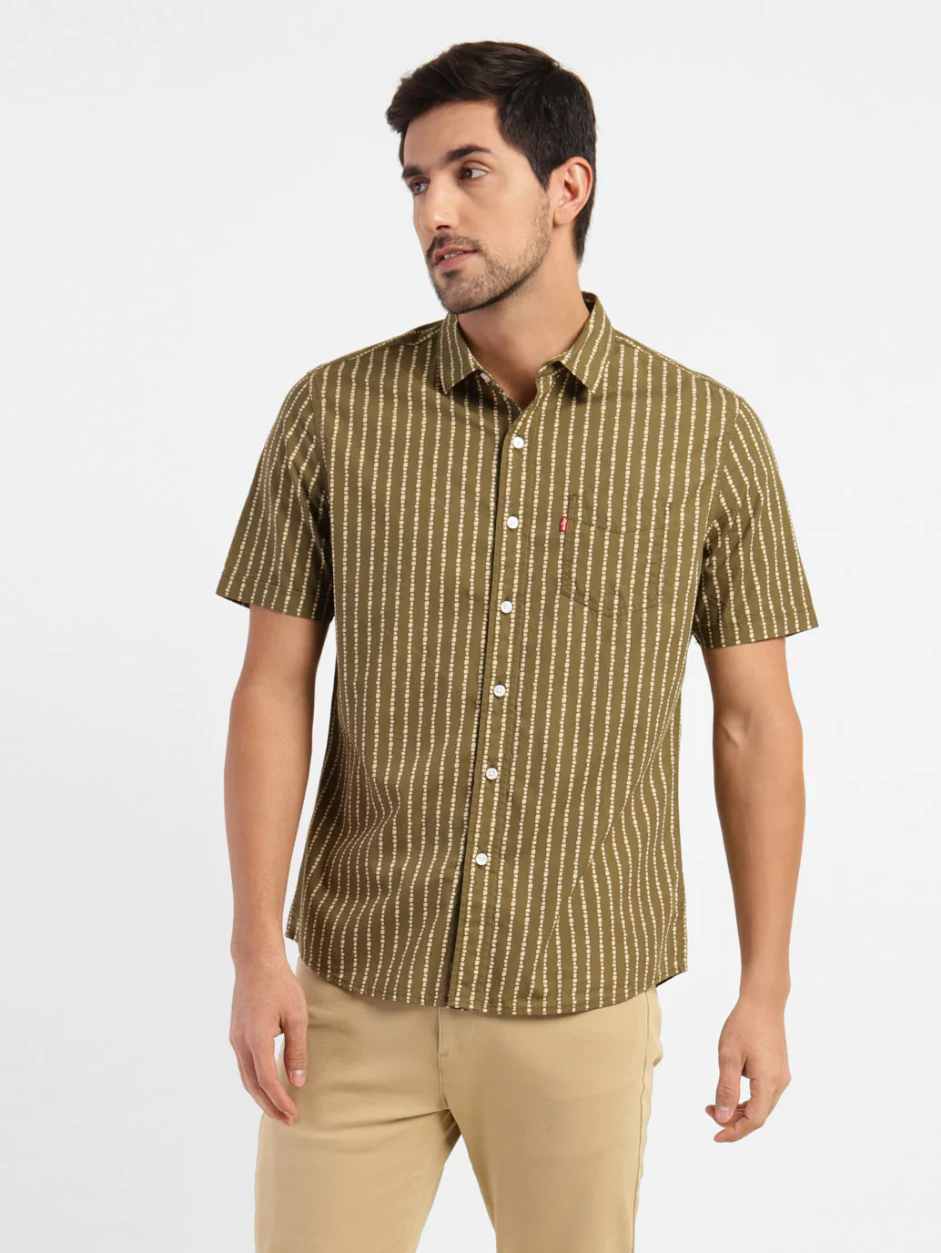 Men's Striped Spread Collar Shirt