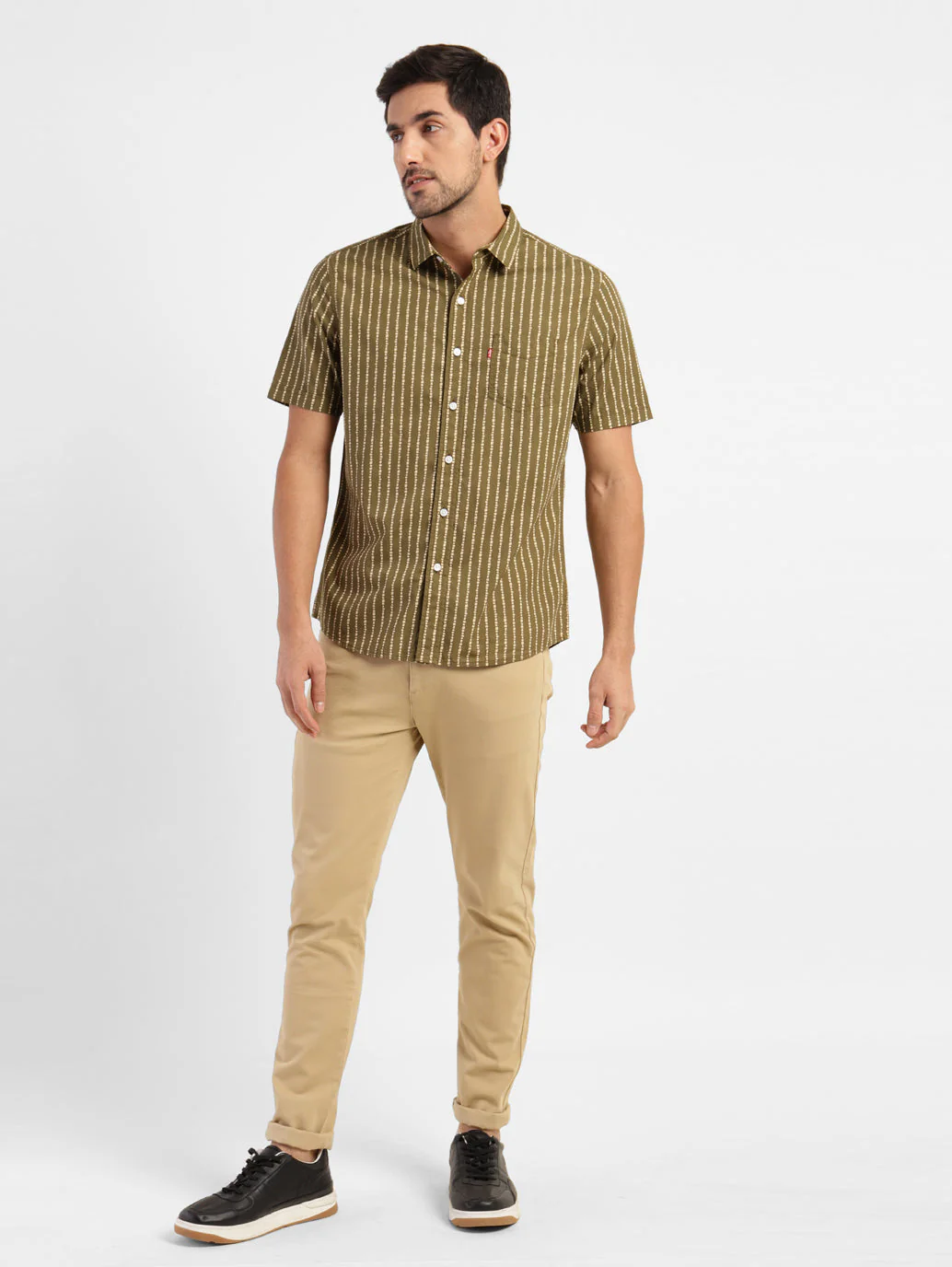 Men's Striped Spread Collar Shirt - Image 2