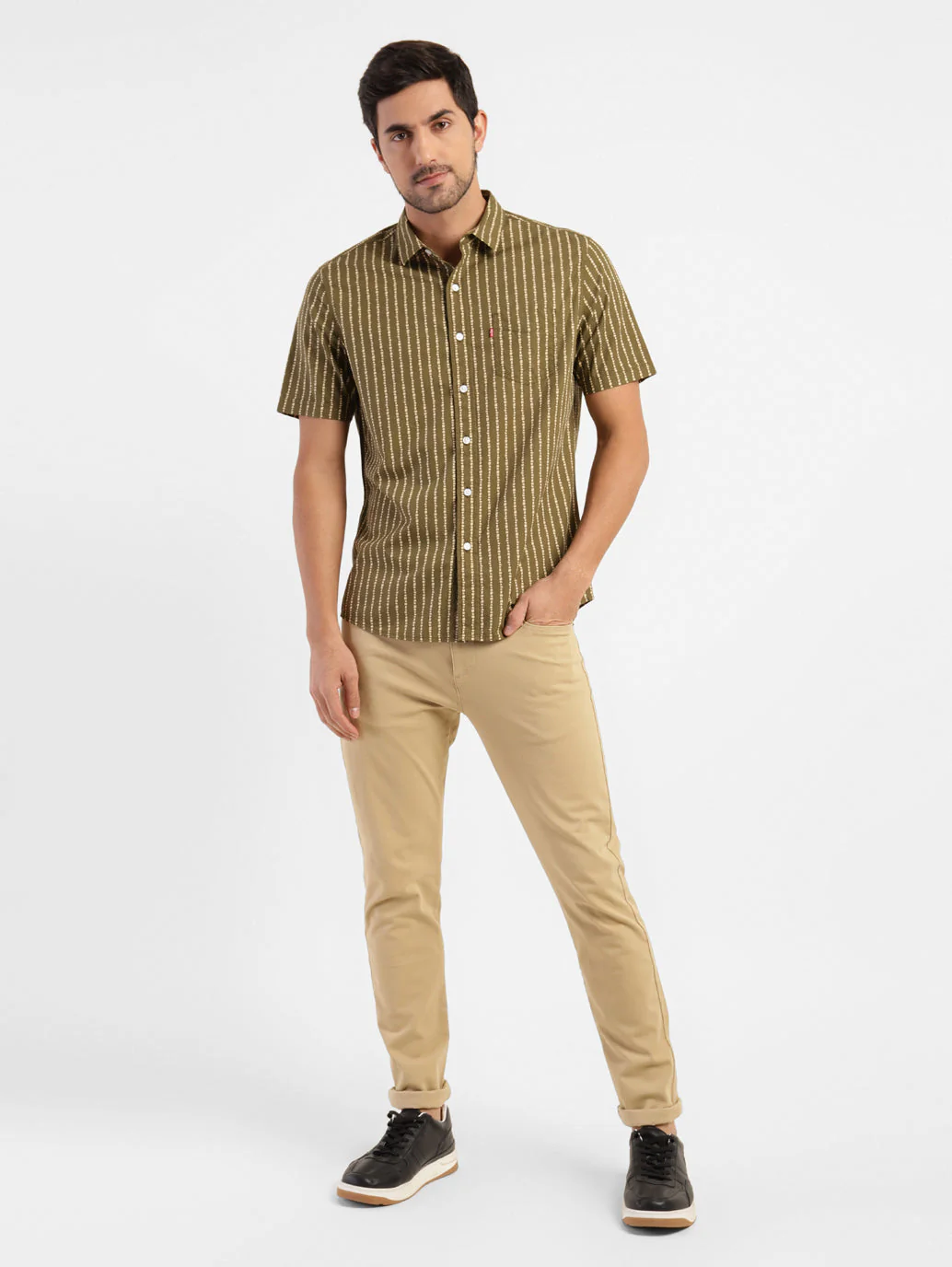 Men's Striped Spread Collar Shirt - Image 6