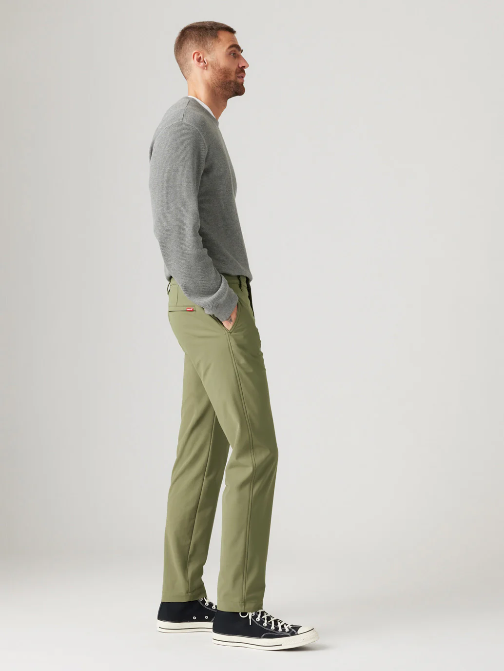 Men's Olive Regular Fit Chinos - Image 2