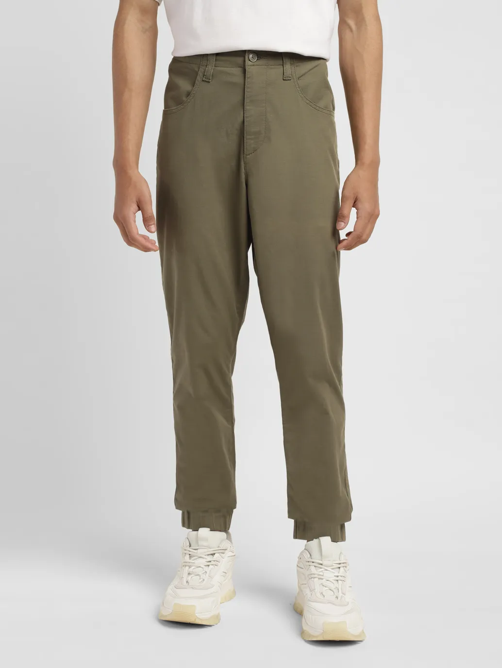 Men's Olive Regular Fit Joggers - Image 2