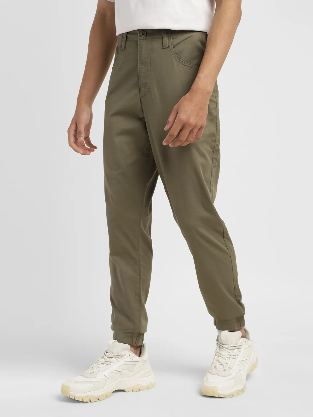 Men's Olive Regular Fit Joggers - Image 4