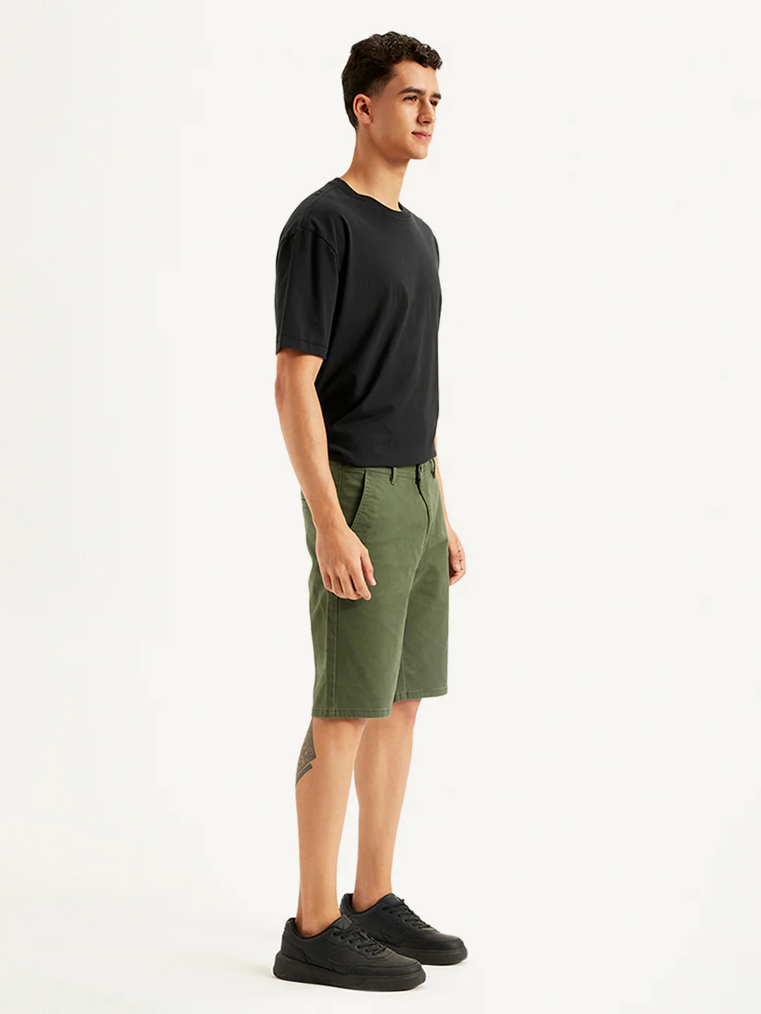 Men's Olive Regular Fit Shorts - Image 2