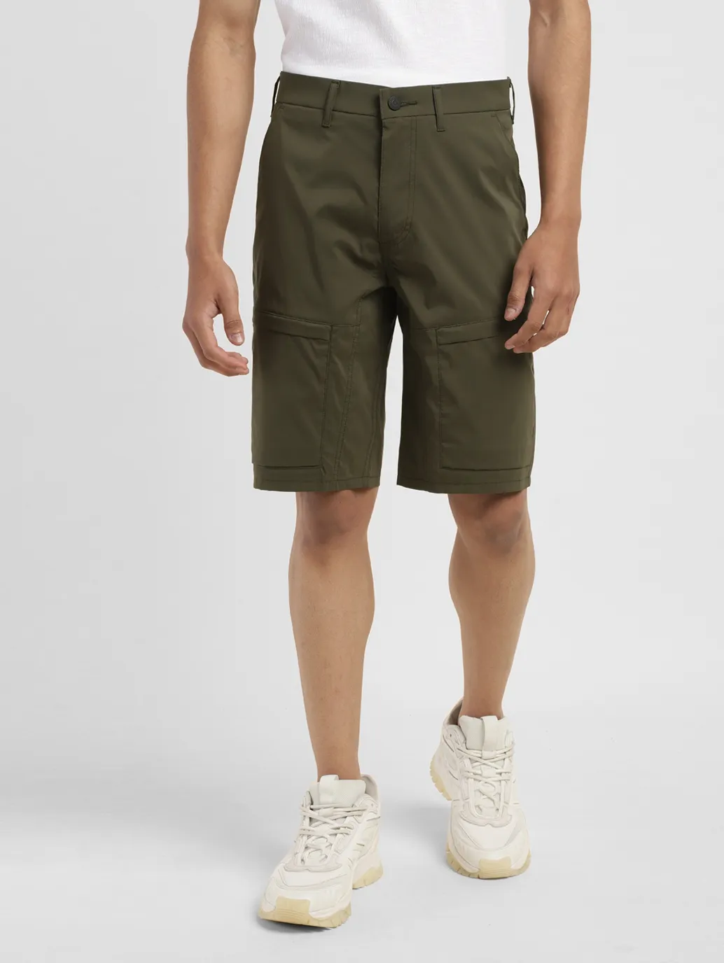 Men's Olive Regular Fit Shorts - Image 2