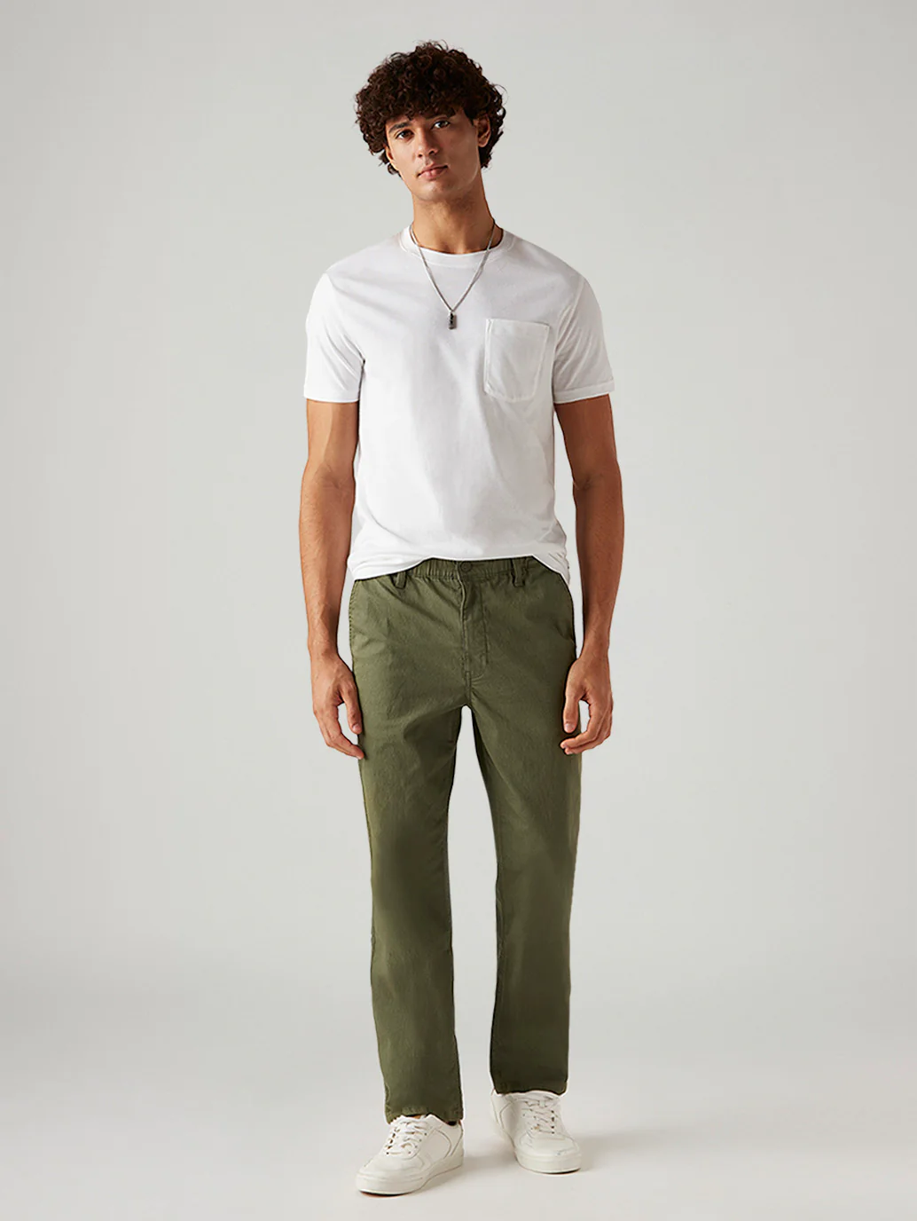 Men's Olive Relaxed Fit Mid Rise Tech Pant - Image 6