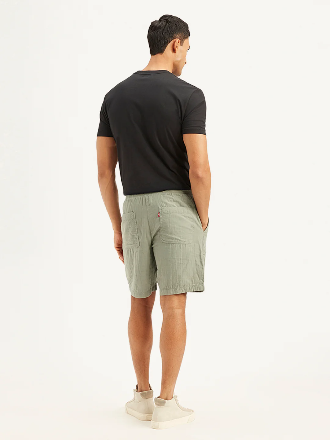 Men's Olive Relaxed Fit Shorts - Image 3