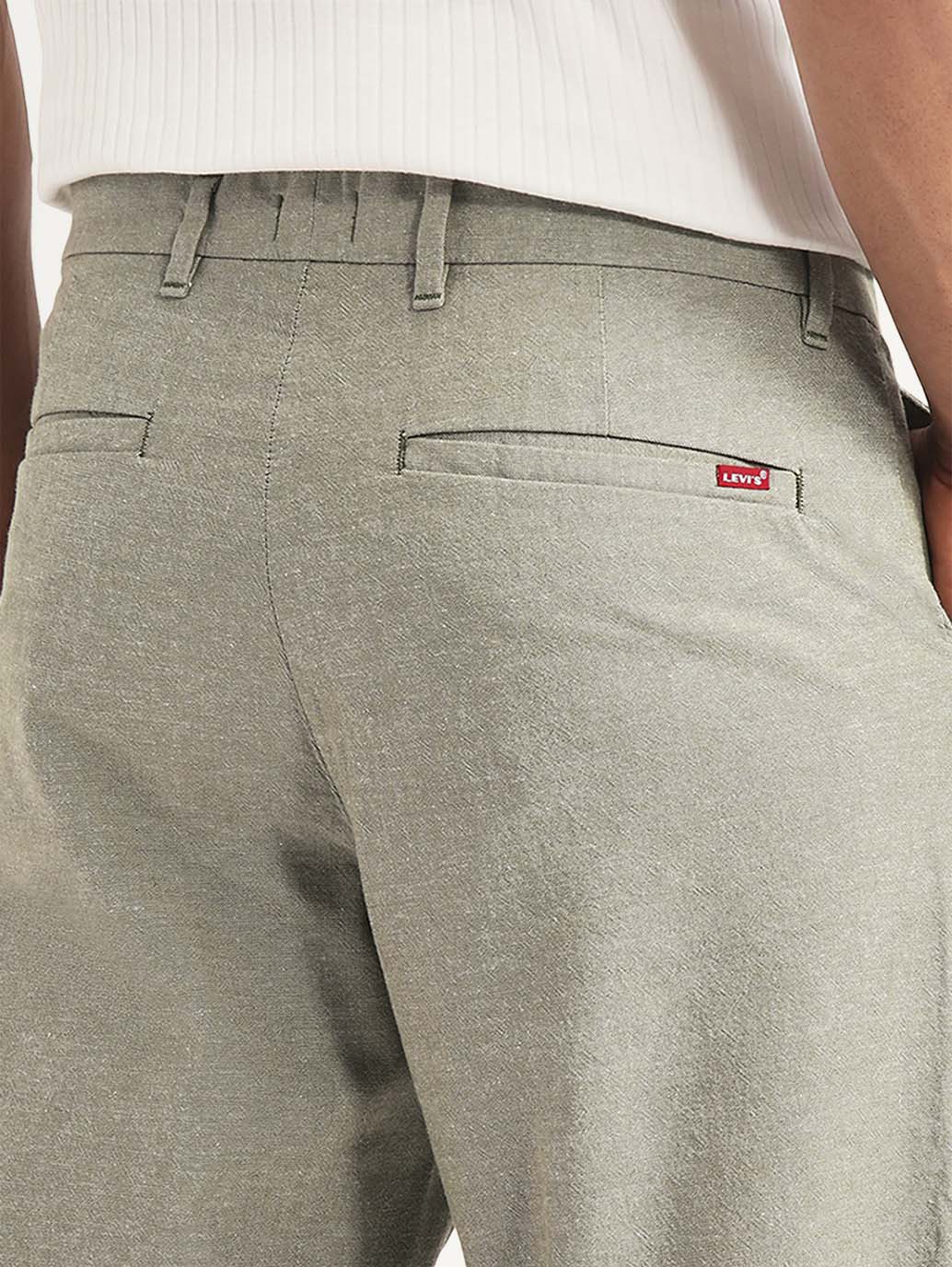 Men's Olive Relaxed Fit Linen Chinos - Image 5