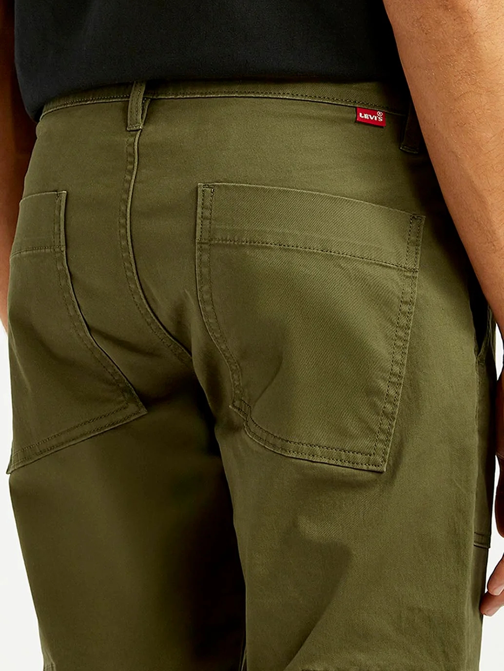 Men's Olive Green Slim Fit Cargo Trousers - Image 5