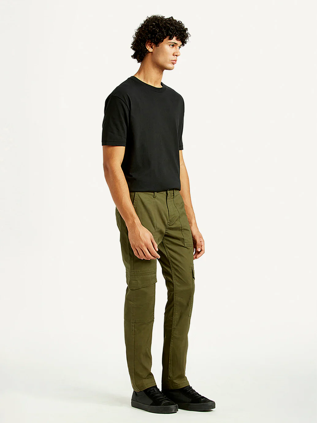 Men's Olive Green Slim Fit Cargo Trousers - Image 6