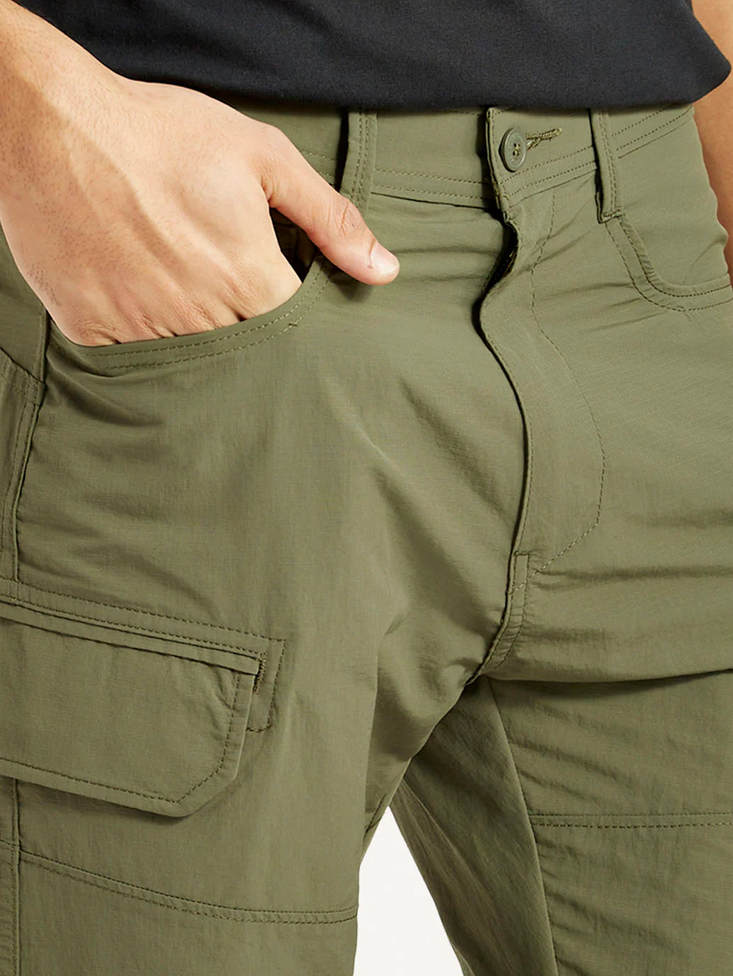 Men's Olive Slim Fit Cargo Trousers - Image 5
