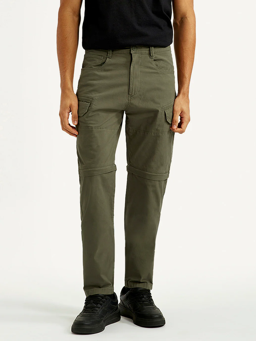 Men's Olive Slim Fit Cargos - Image 2