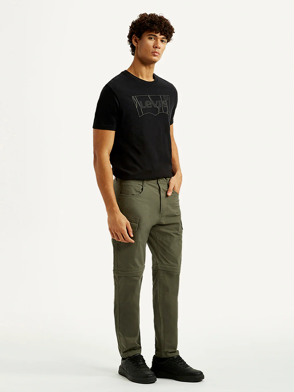 Men's Olive Slim Fit Cargos - Image 4