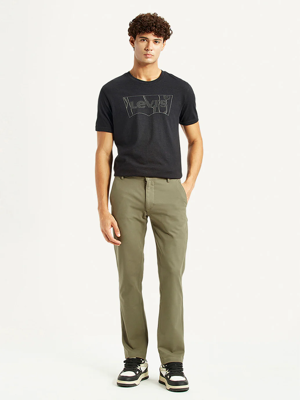 Men's Olive Slim Fit Mid Rise Chinos - Image 2