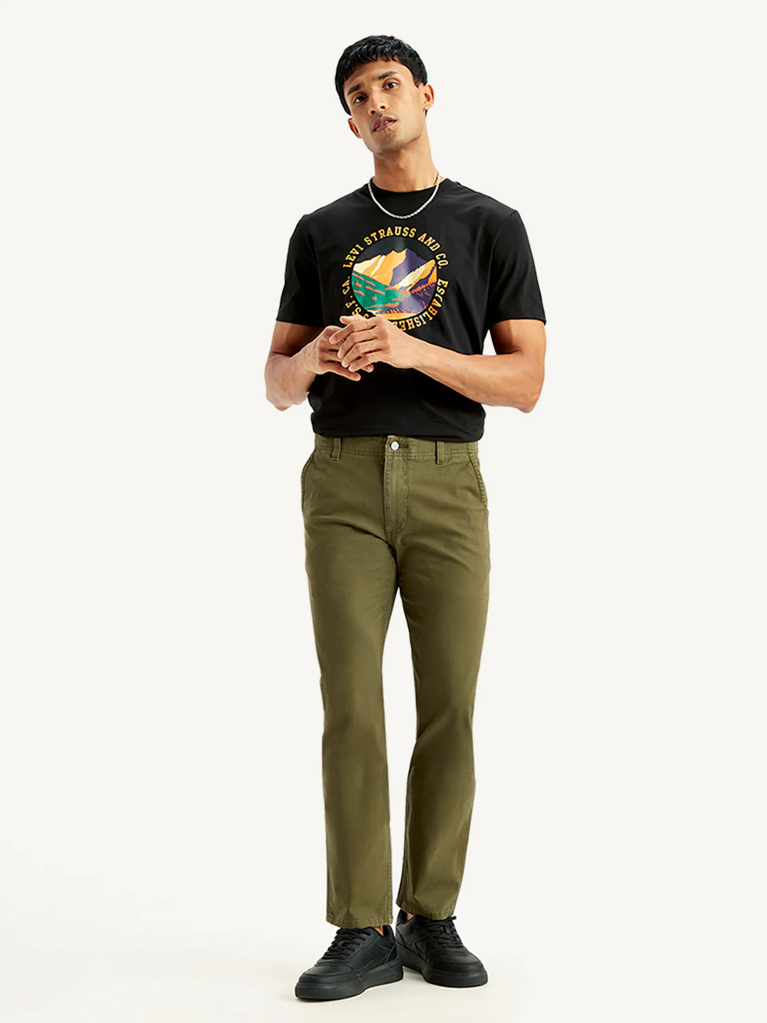 Men's Olive Slim Fit Chinos - Image 5