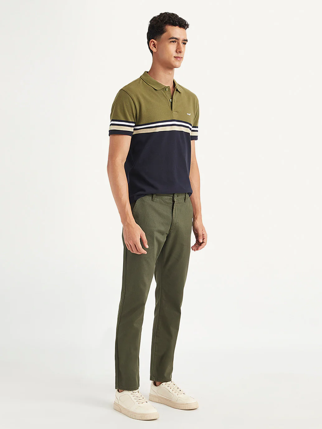 Men's Olive Slim Fit Chinos - Image 3