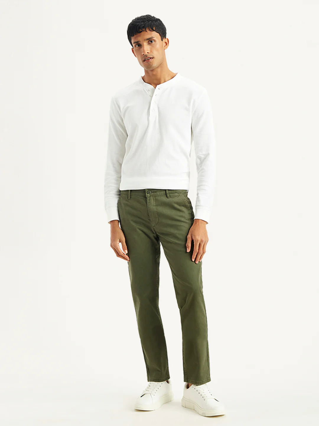 Men's Olive Slim Fit Chinos - Image 2