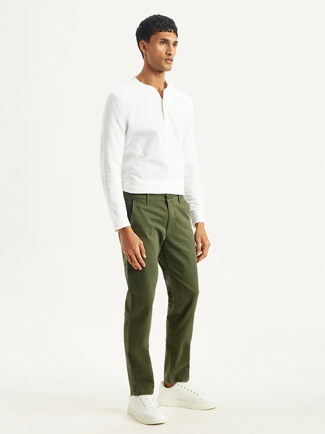 Men's Olive Slim Fit Chinos - Image 4