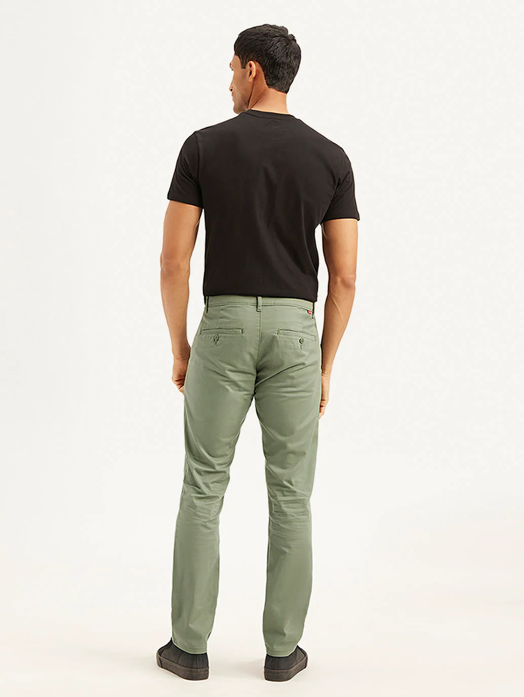Men's Olive Slim Fit Trousers - Image 3