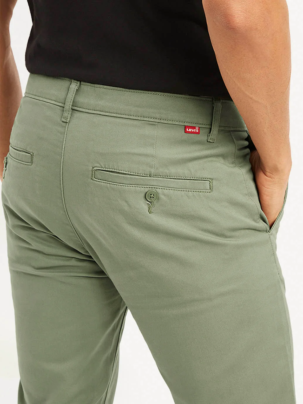 Men's Olive Slim Fit Trousers - Image 4