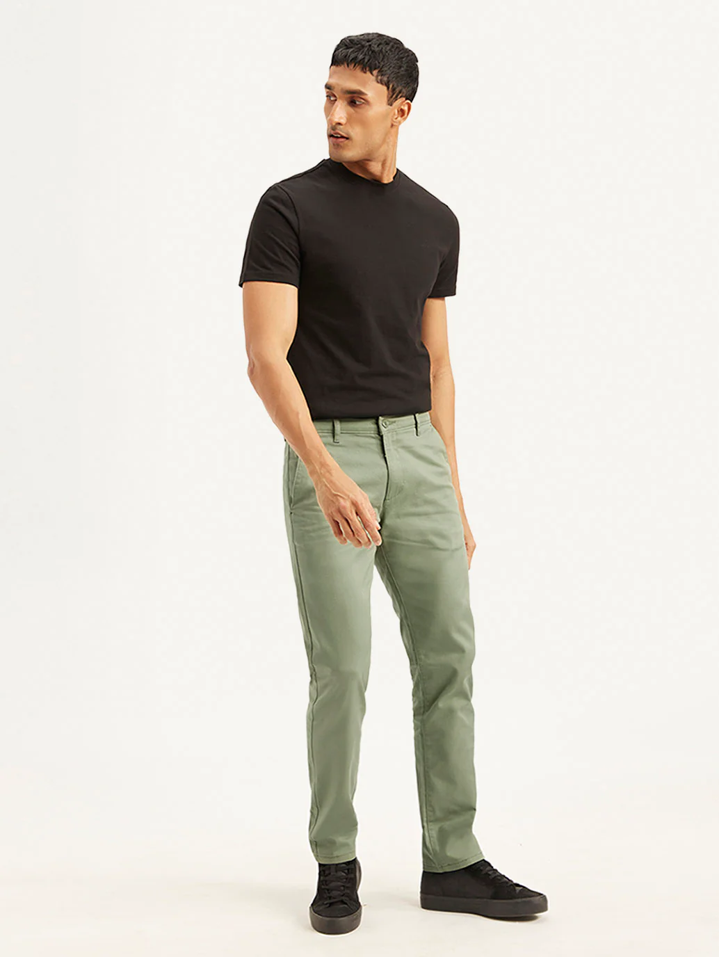 Men's Olive Slim Fit Trousers - Image 5