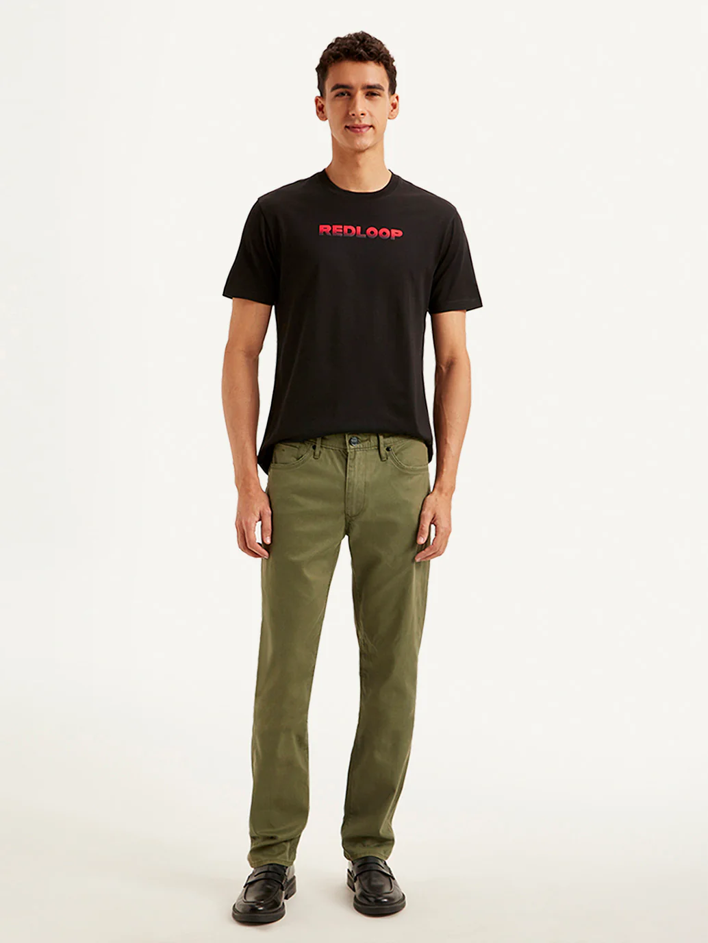 Men's Redloop Olive Slim Fit Trousers - Image 2